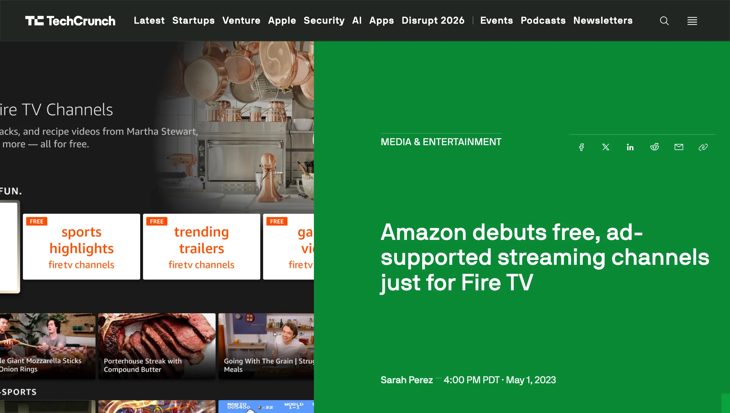 TechCrunch, May 1, 2023: Amazon debuts free, ad-supported streaming channels just for Fire TV